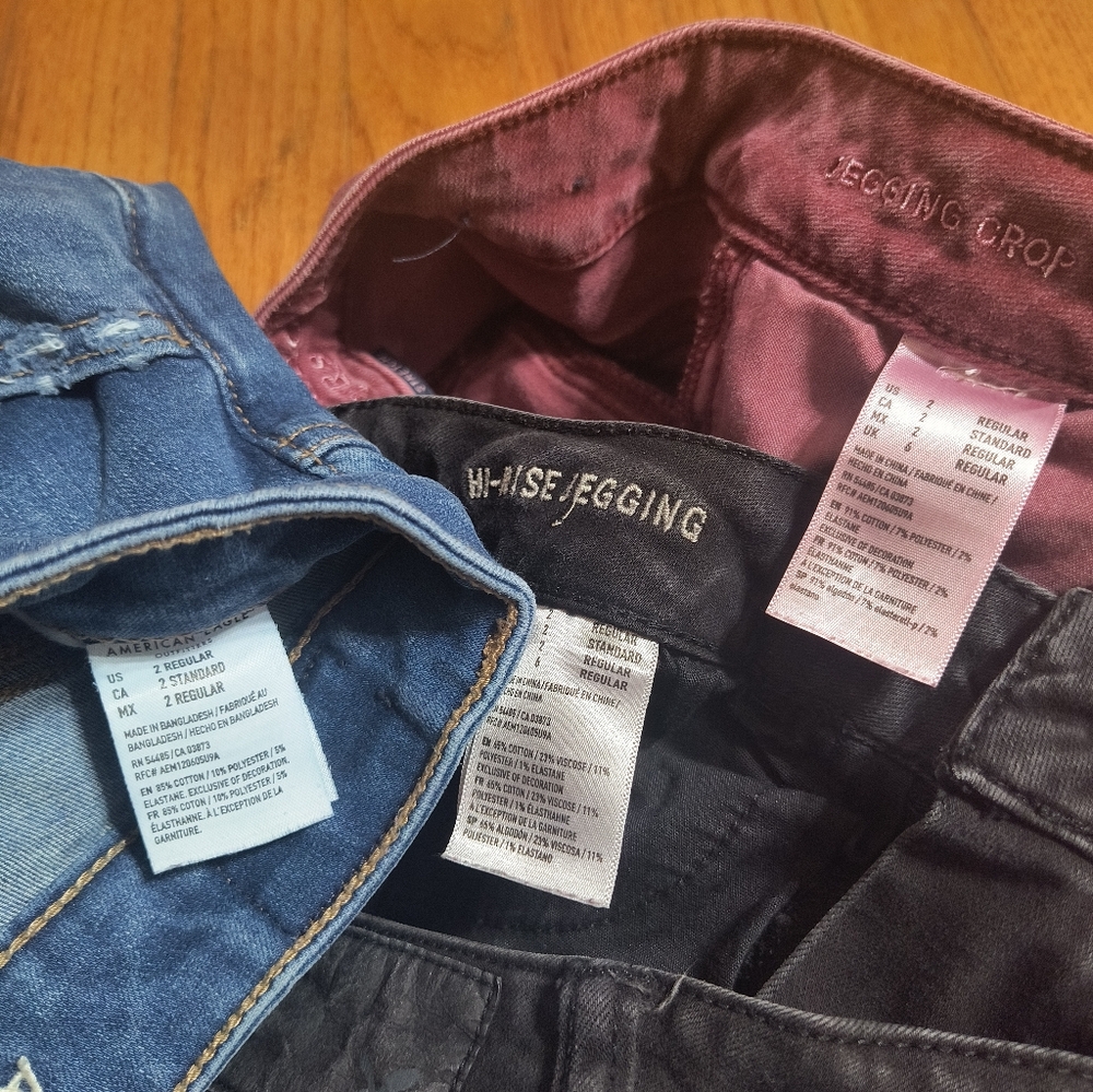 3 Pairs Of American Eagle Skinny/Cropped Skinny Jeans, Women's Size 2 Regular - Picture 2 of 16